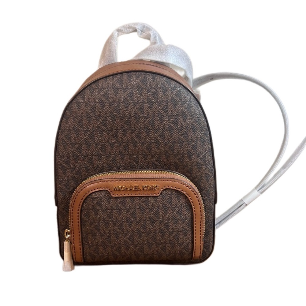 NWT Michael Kors Jaycee Mini Backpack | MK Brown Monogram | Convertible Luxe